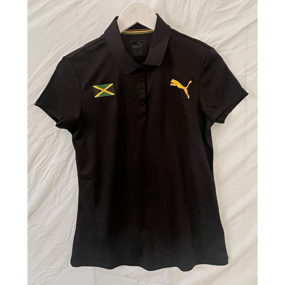 PUMA Jamaica National Team Polo Shirt M Black Yellow Green- NWT
